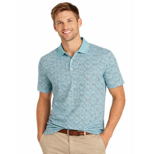 Men’s Short Sleeve Textured Polo Shirt – Aqua Green Paisley – Size M – NWT